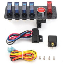 12V Racing Race Car Ignition Switch+4 Blue& 1 Red LED Toggle Switch Button Panel